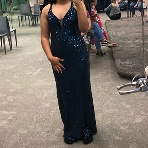 Navy Blue Sequins Dress